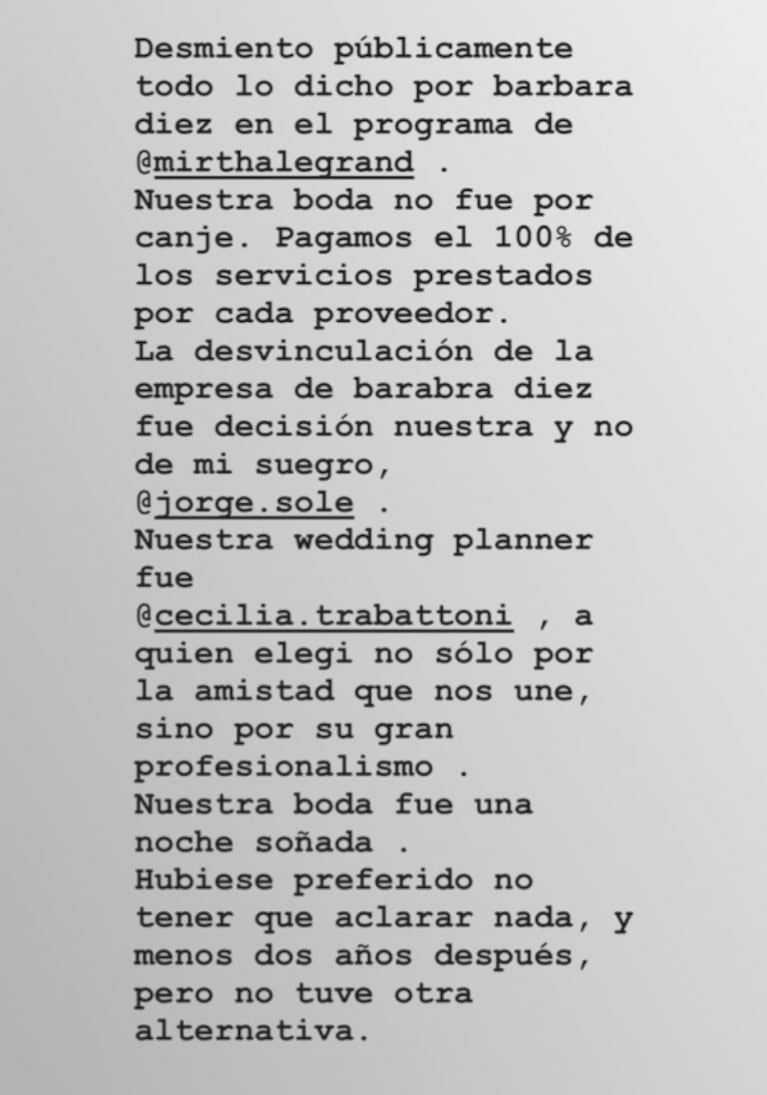 Antonela Roccuzzo salió al cruce de la wedding planner Bárbara Diez: "Nuestra boda no fue por canje"