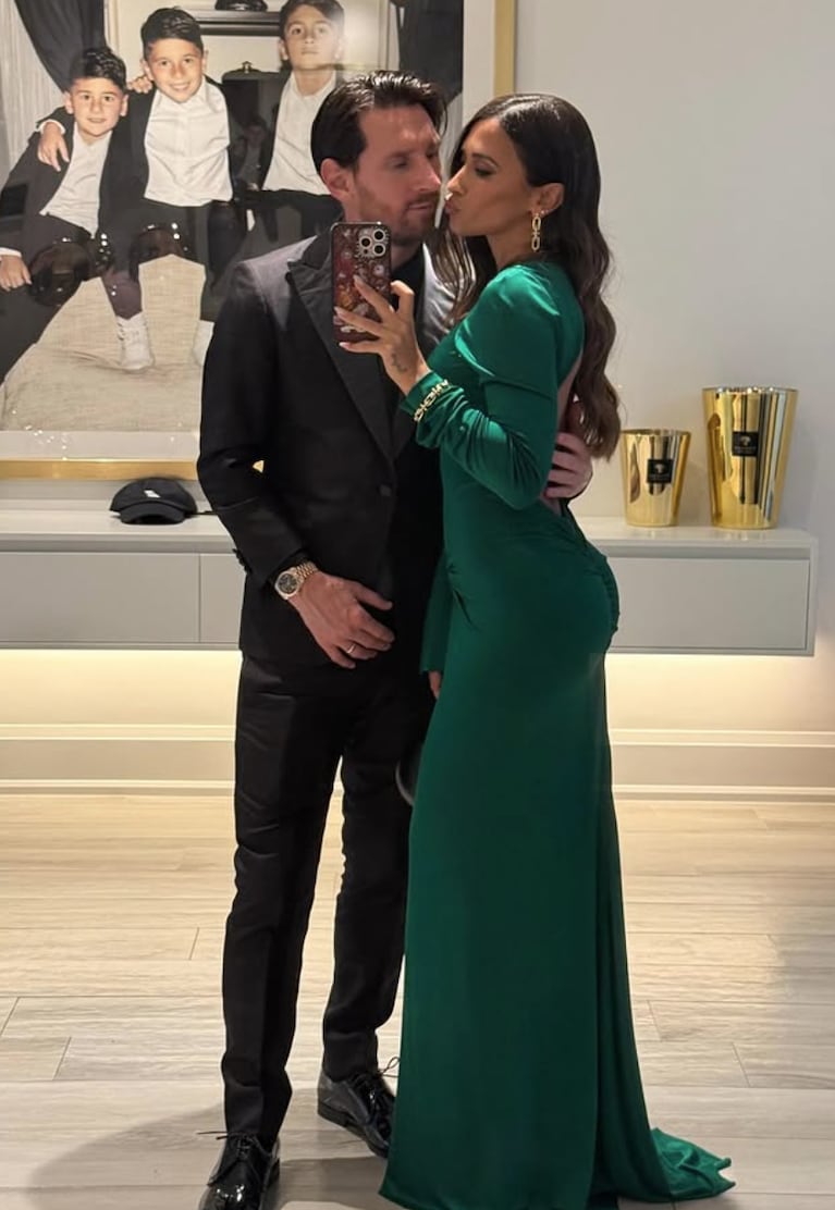 Antonela Roccuzzo y Lionel Messi en el cumpleaños de David Beckham. Foto: IG | antonelaroccuzzo