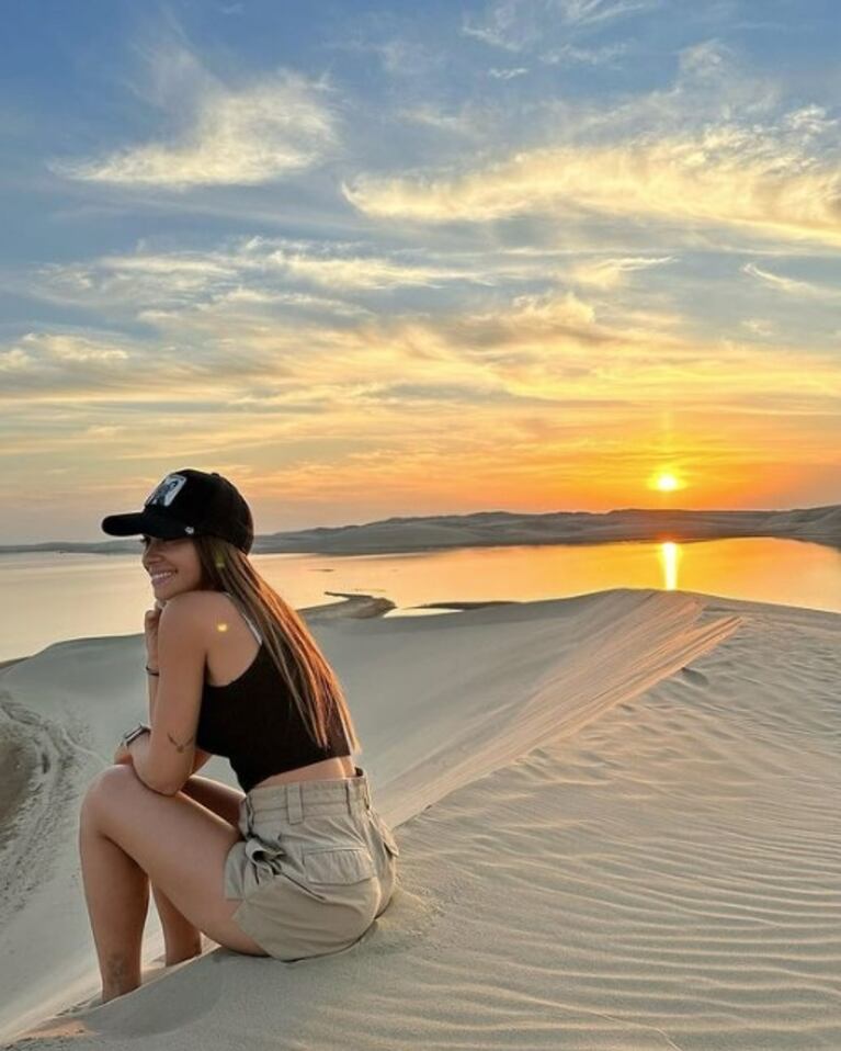 Antonela Roccuzzo y sus hijos disfrutaron del atardecer en el desierto de Qatar