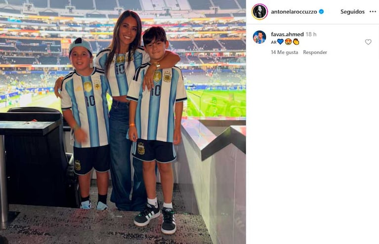 Antonela Roccuzzo y sus hijos Mateo y Ciro  Messi (Foto: Instagram @intermiamicf_academy)