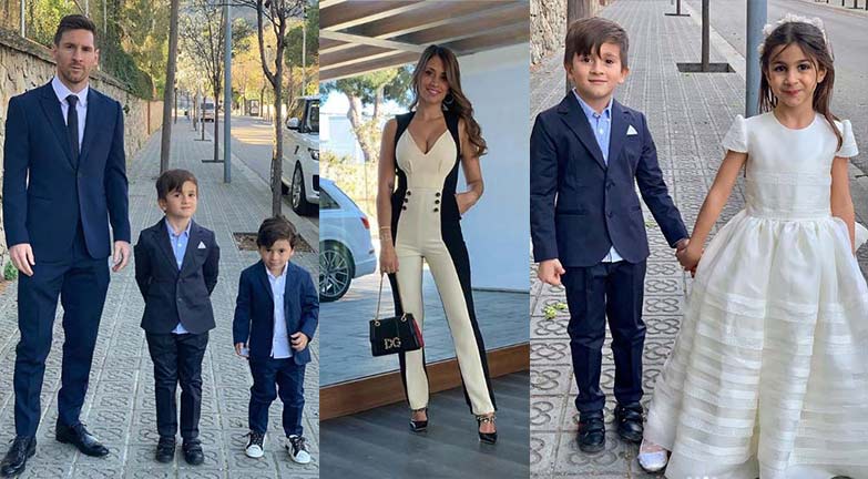 Antonela y Lionel asistieron al bautismo de los hijos de Cesc Fàbregas y Daniella Semaan.