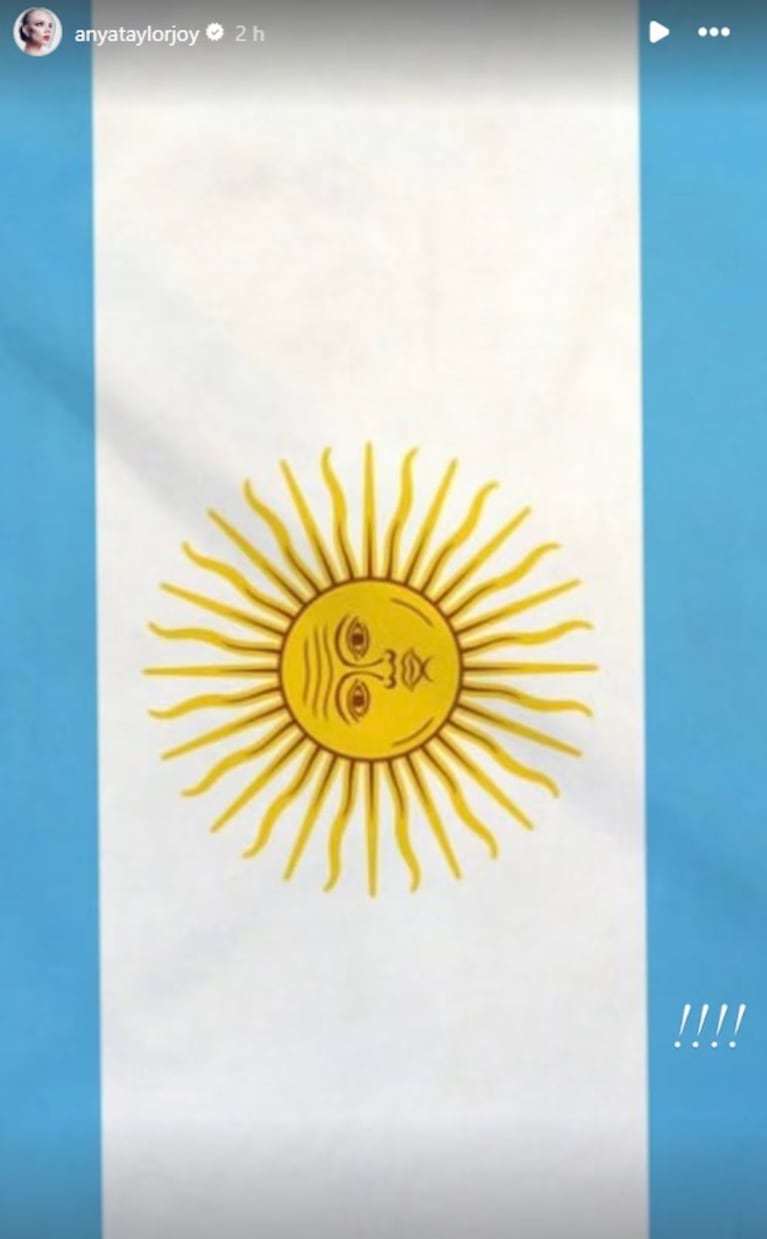 Anya Taylor-Joy compartió su festejo por argentina tras la victoria sobre Inglaterra. Fuente: Instagram.