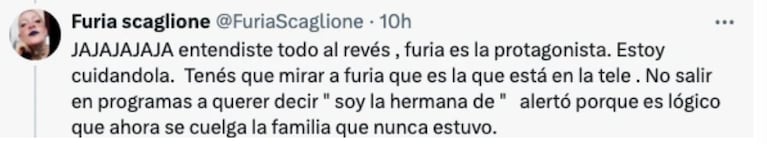 Apareció una nueva hermana de Furia y Coy lanzó un furioso descargo: “Cuidado con ella”