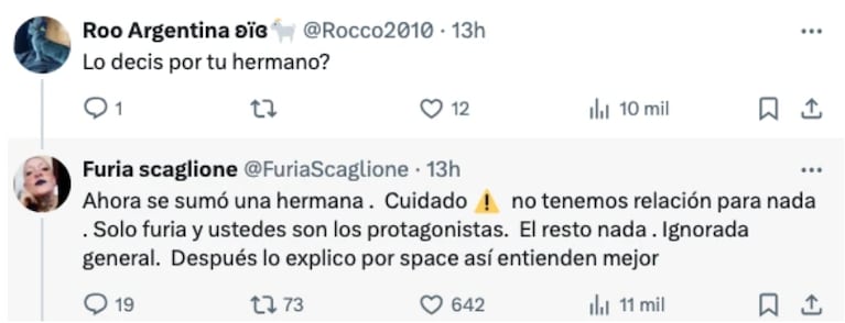 Apareció una nueva hermana de Furia y Coy lanzó un furioso descargo: “Cuidado con ella”