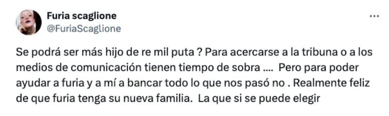 Apareció una nueva hermana de Furia y Coy lanzó un furioso descargo: “Cuidado con ella”
