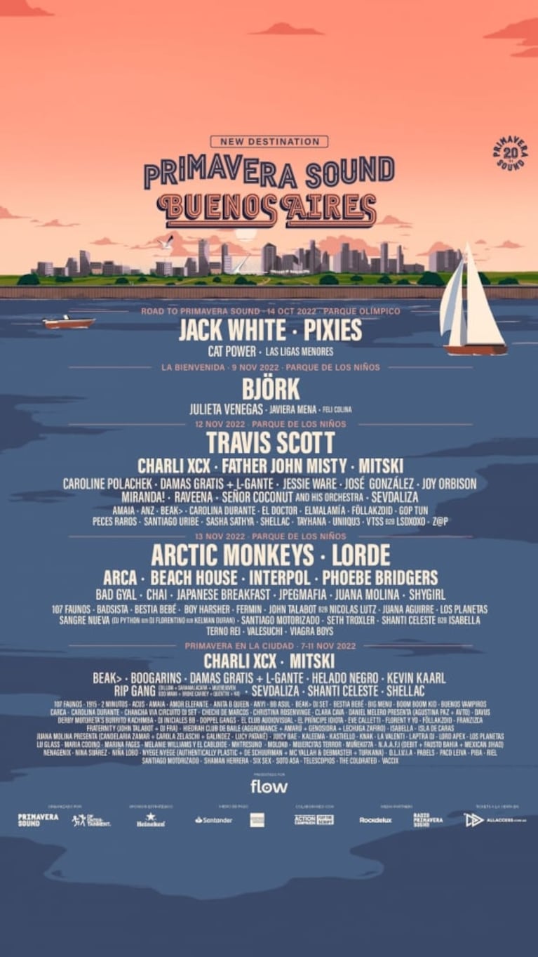 Arctic Monkeys, Björk y Travis Scott: Line Up y cómo comprar las entradas del Primavera Sound Buenos Aires 2022