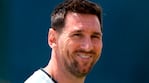 Argentina's Lionel Messi walks to training for the the World Cup soccer tournament Tuesday, June 23, 2026, in Kansas City, Kan. (AP Photo/Charlie Riedel)