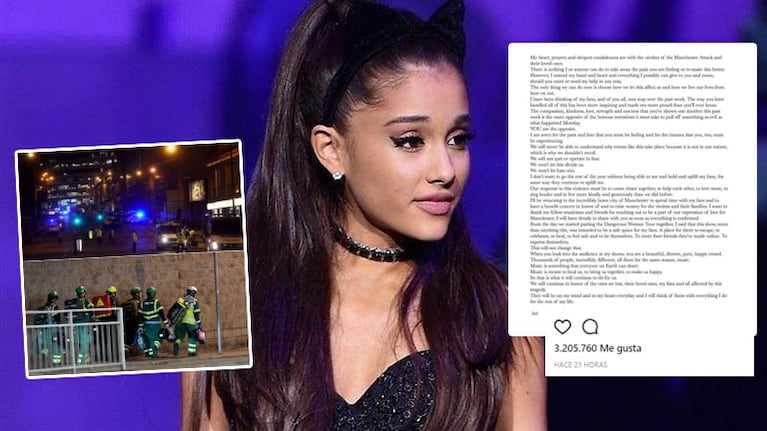 Ariana Grande y una conmovedora carta tras el atentado terrorista sufrido en Manchester