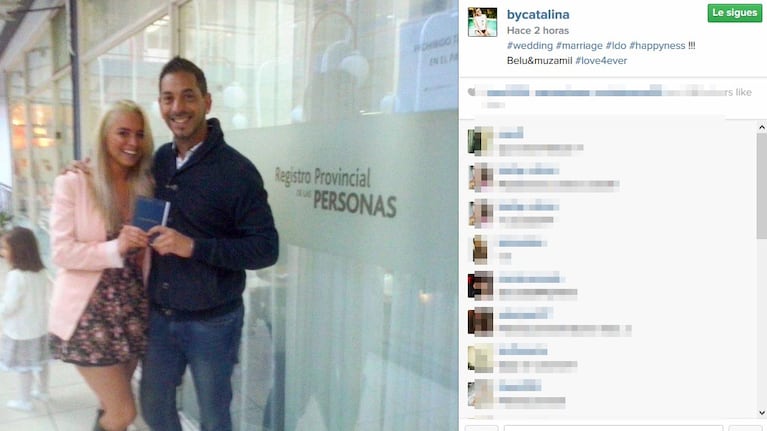 Ariel Diwan y Catalina Artusi posaron en el Registro Civil. (Foto: Instagram)