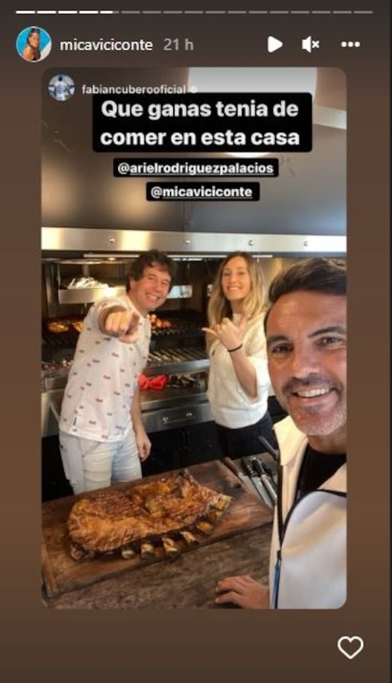 Ariel Rodríguez Palacios comió con Mica Viciconte y Fabián Cubero, en medio de rumores de mala onda