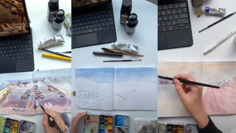 Artista pinta el mundo en acuarela desde su casa