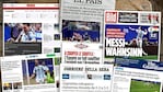 as portadas de los principales portales del planeta reflejaron la victoria albiceleste en el Mundial 2026. Fuente: Captura Marca / Bild / The Guardian / Corriere della Sera.
