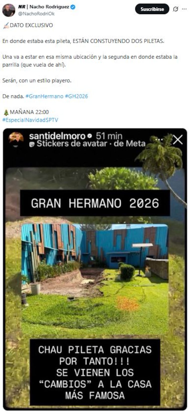 Así desarmaron la pileta de Gran Hermano para hacer la nueva (Foto: Twitter @NachoRodriOk)