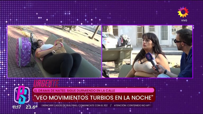 Así duerme Natee de Cuestión de Peso en la calle. Foto: Puro Show.