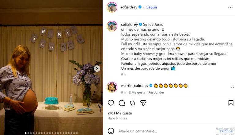 Así espera Sofía Aldrey a su primer hijo con Nacho Vivas (Foto de Instagram)