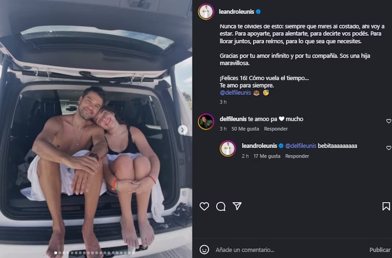 Así está hoy Delfina, la hija de 16 años del Chino Leunis | Créditos: Instagram @leandroleunis