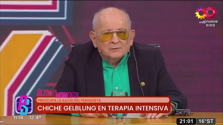 Así estaba Chiche Gelblung tras la caída que le hirió el ojo izquierdo.