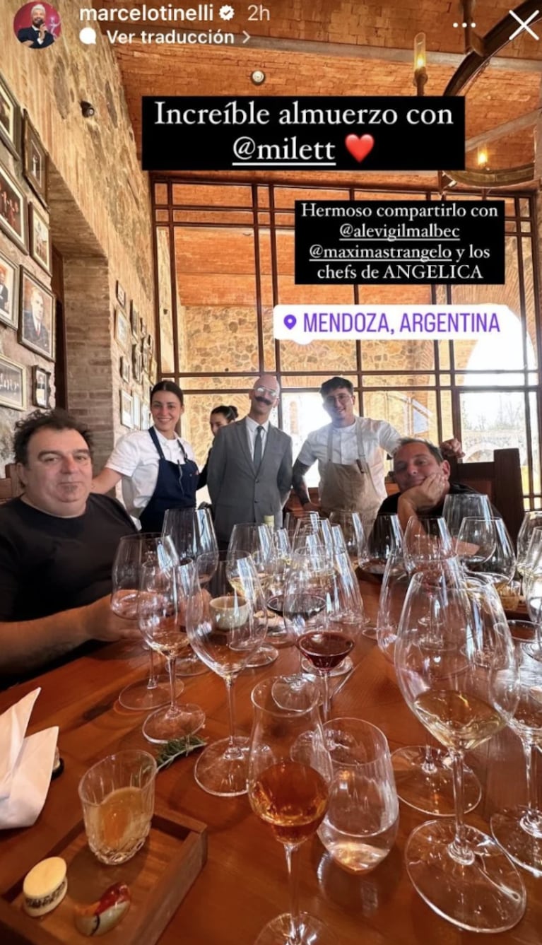 Así fue la escapada romántica de Marcelo Tinelli y Milett Figueroa a Mendoza: avión privado y exclusiva bodega