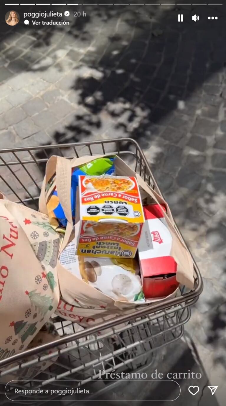 Así fue la primera compra de Julieta Poggio en un supermercado tras haberse mudado de canje a un departamento