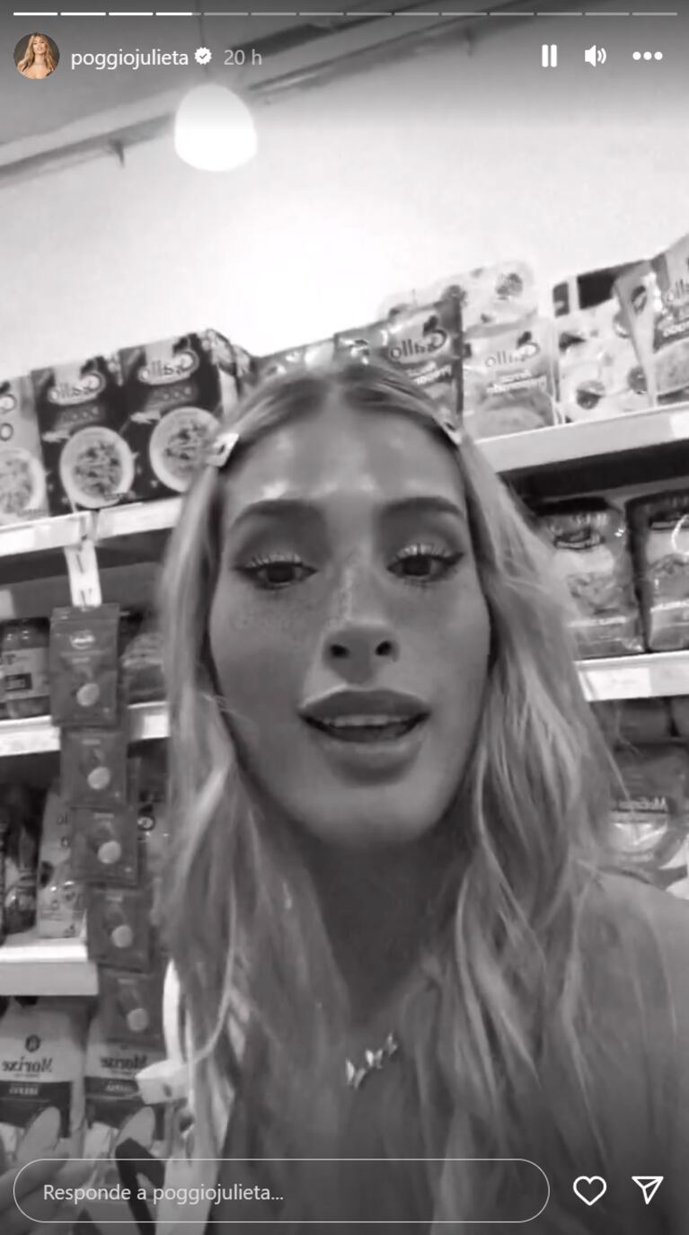 Así fue la primera compra de Julieta Poggio en un supermercado tras haberse mudado de canje a un departamento