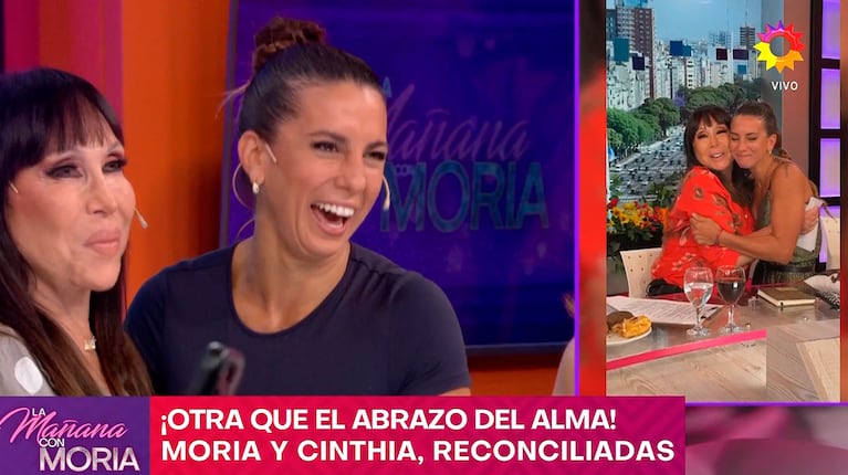 Así fue la reconciliación de Moria Casán y Cinthia Fernández  (captura de eltrece)