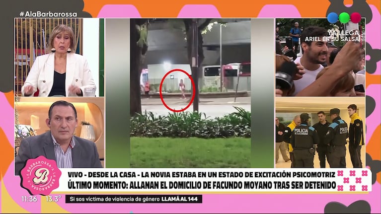 Así fue vista la joven de 23 años pidiendo ayuda en la calle, episodio por el que Facundo Moyano quedó detenido (Foto: captura de Telefé).