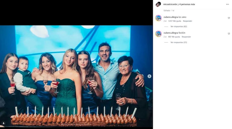 Así fueron las tiernas palabras de Allegra Cubero para Mica Viciconte y su papá Fabián (Foto: captura de Instagram @micaviciconte)