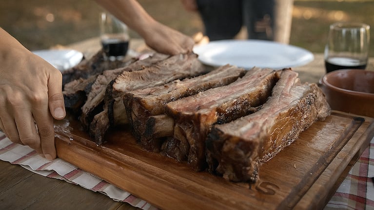 Así queda el asado a la cruz: jugoso por dentro y crocante por fuera. Foto: Cucinare TV