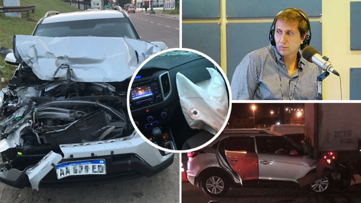 Así quedó el auto de Juan Pablo Vasrsky tras su choque en Panamericana. (Foto: Twitter)