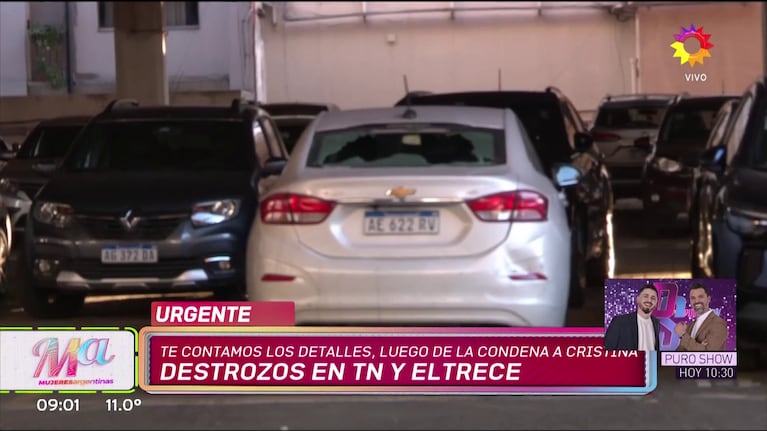 Así quedó la entrada de eltrece y TN tras los destrozos de los militantes K.