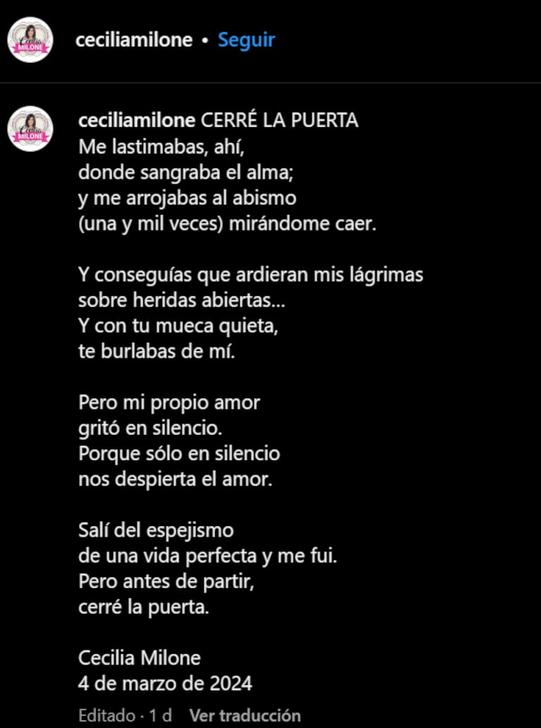 Así reaccionó Cecilia Milone cuando Nito Artaza se mostró con Belén Di Giorgio