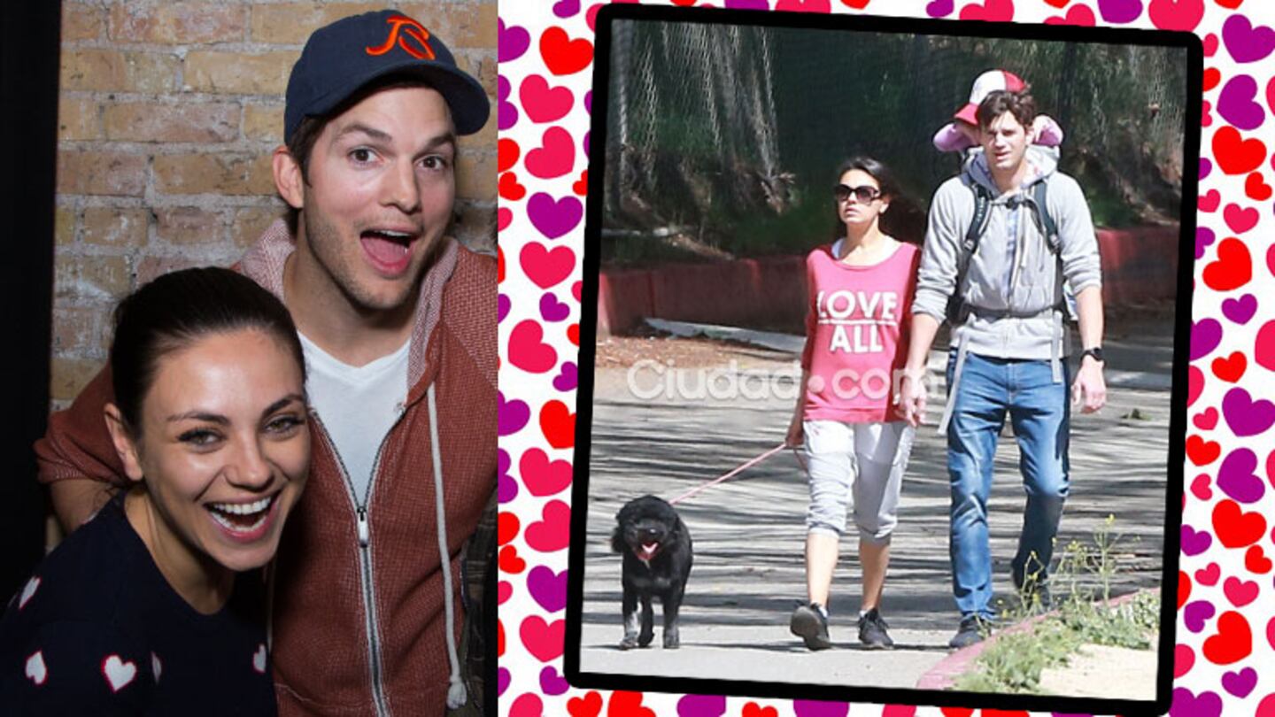 Asthon Kutcher y Mila Kunis, looks súper informales en un día de paseo con su hija, Wyatt, y su perro. (Foto: AFP y Grosby Group)