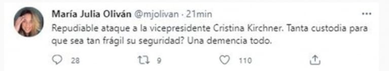 Ataque a Cristina Kirchner: qué dijeron Gonzalo Heredia, Pablo Echarri, Flor de la Ve y Ricardo Montaner