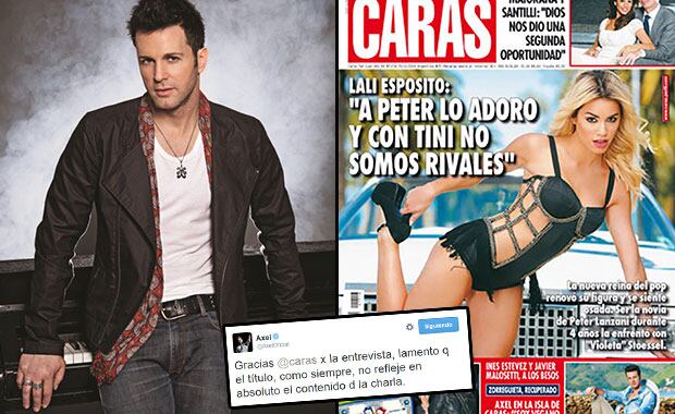 Axel y su enojo con la revista Caras. (Foto: Web y revista Caras)