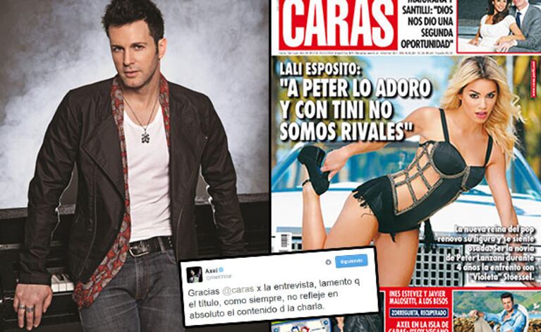 Axel y su enojo con la revista Caras. (Foto: Web y revista Caras)