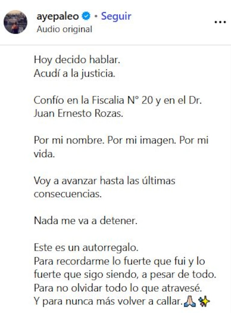 Ayelén Paleo denunció a Carmen Barbieri (Foto: Instagram/@ayepaleo).
