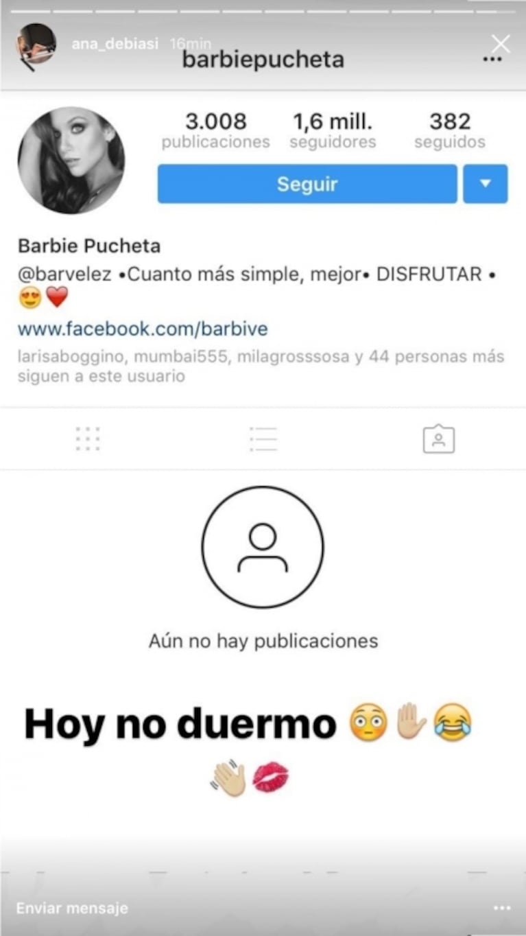 Barbie Vélez bloqueó en Instagram a la ex de Driussi… y ella replicó con un mordaz e irónico comentario: "Hoy no duermo"
