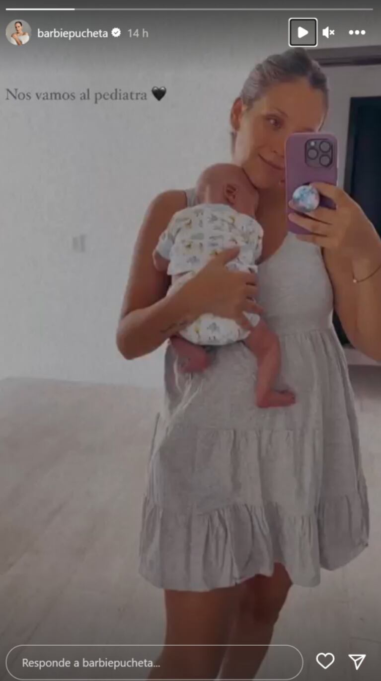 Barbie Vélez enterneció con esta foto sosteniendo "a upa" a su bebito antes de ir al pediatra