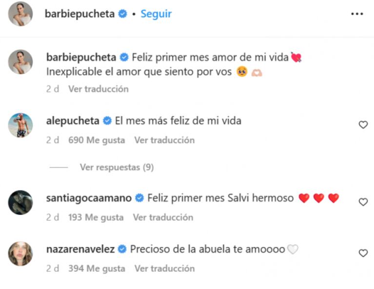 Barbie Vélez le dedicó un dulce mensaje a su hijo por su primer mes: "Inexplicable el amor que siento por vos"