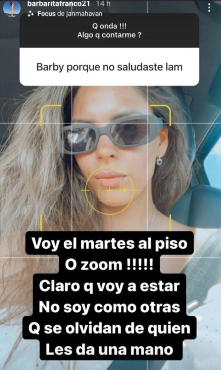 Barby Franco disparó contra las angelitas que no quisieron saludar a LAM: "Se olvidan de quien les da una mano"