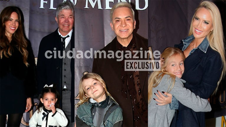 Barby Franco, Fernando y Sarah Burlando, Luciana y Matilda Salazar en el estreno de Flavio Mendoza, La Cúpula (Foto: Movilpress).