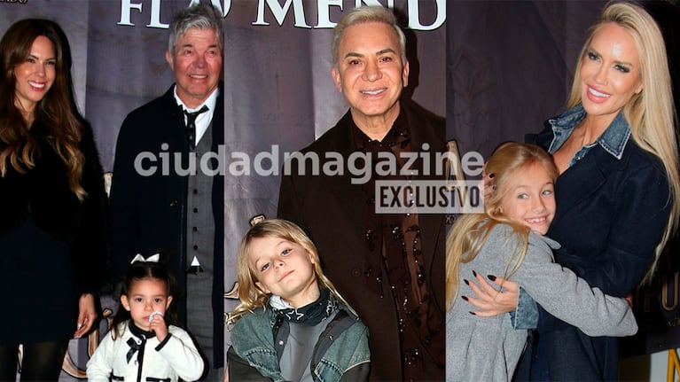 Barby Franco, Fernando y Sarah Burlando, Luciana y Matilda Salazar en el estreno de Flavio Mendoza, La Cúpula (Foto: Movilpress).
