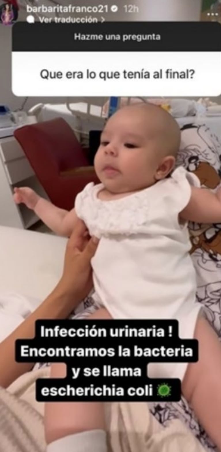 Barby Franco habló de la bacteria que contrajo su beba Sarah, por la cual fue internada: "Sigue con medicación"