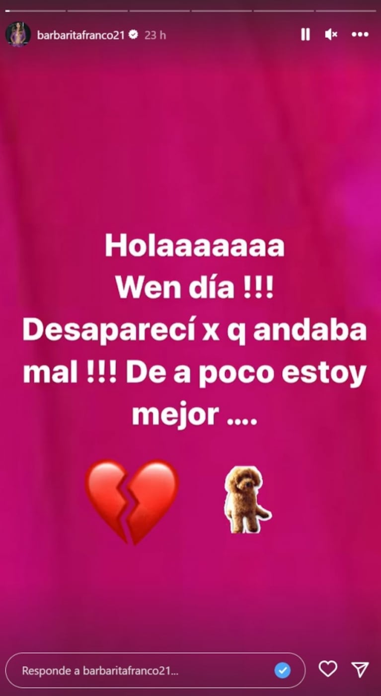 Barby Franco habló de la enfermedad de la que murió su perrita: "Se la llevó en tres días"