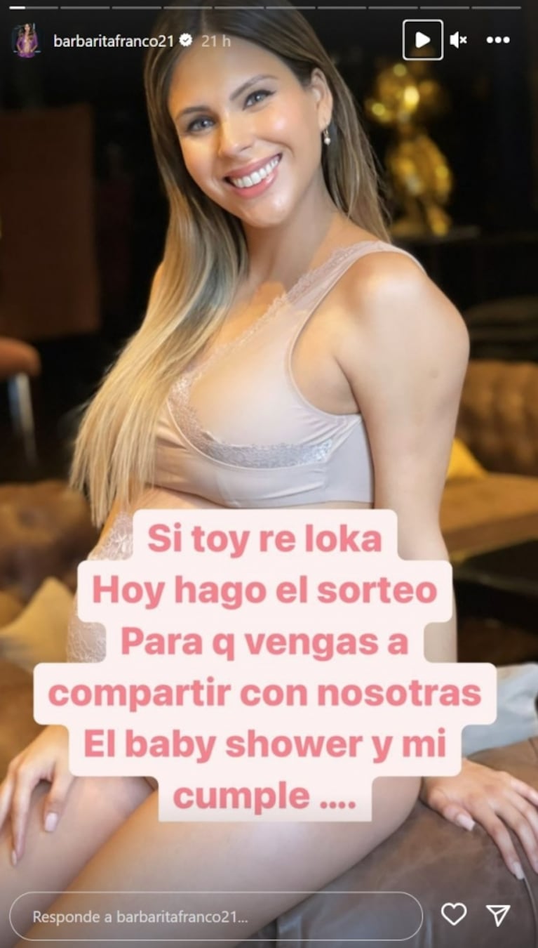 Barby Franco invita a una de sus seguidoras al baby shower de su hija y a su cumpleaños