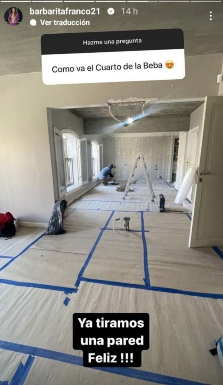 Barby Franco mostró cómo avanza el cuarto de su beba tras contar que parte de su techo será de chapa