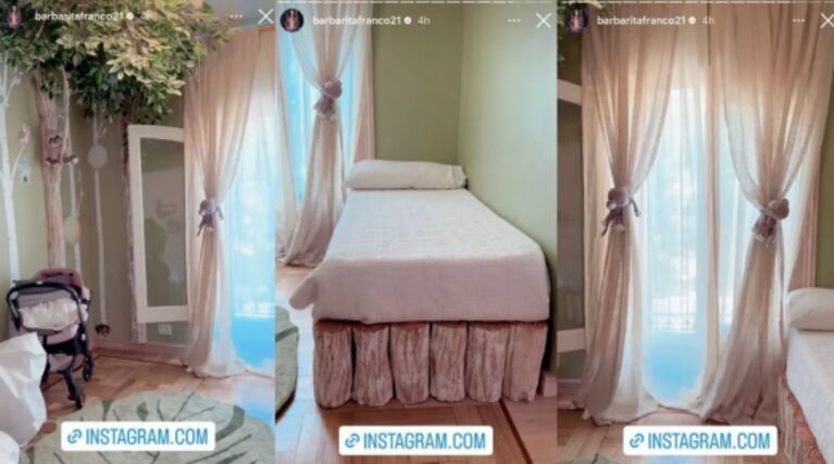 Barby Franco mostró el original cuarto de Sarah: techo de chapa e inmenso árbol de pared