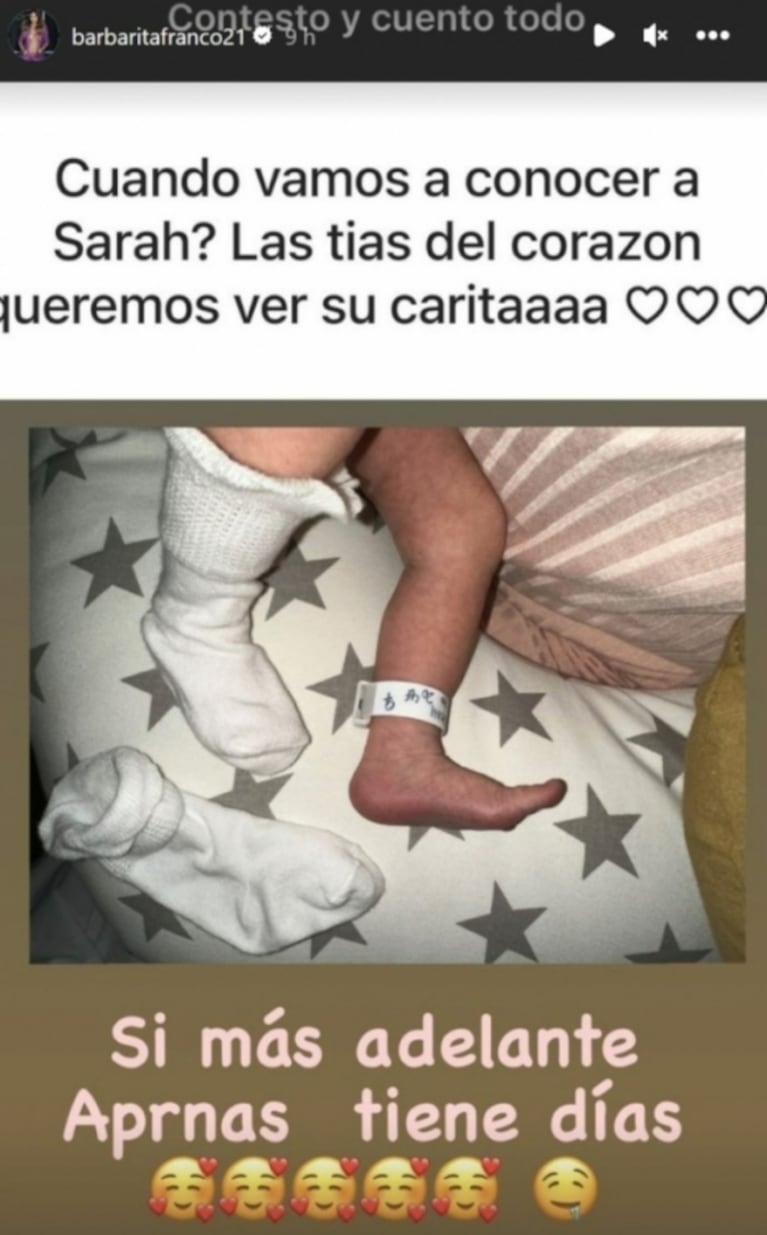 Barby Franco mostró por primera vez una parte del rostro de su hija Sarah