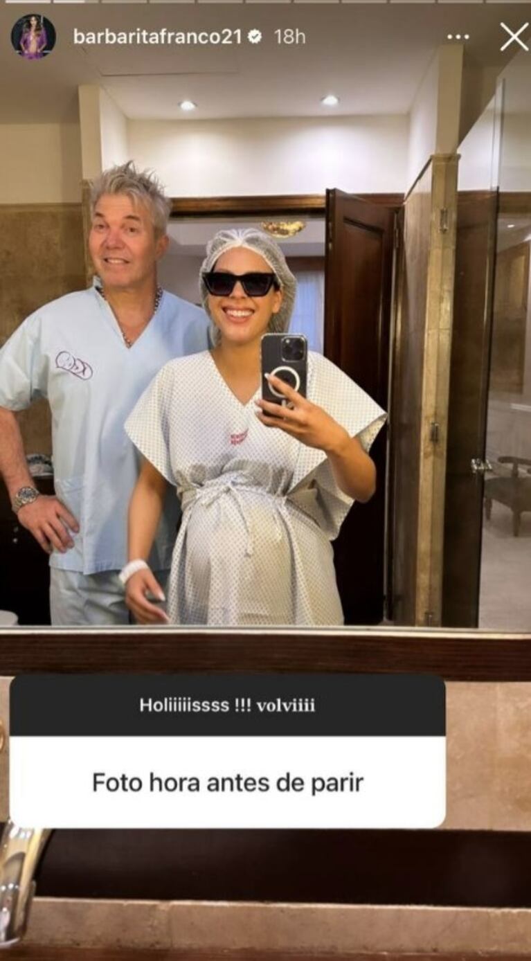 Barby Franco posteó una divertida foto con Fernando Burlando minutos antes de dar a luz