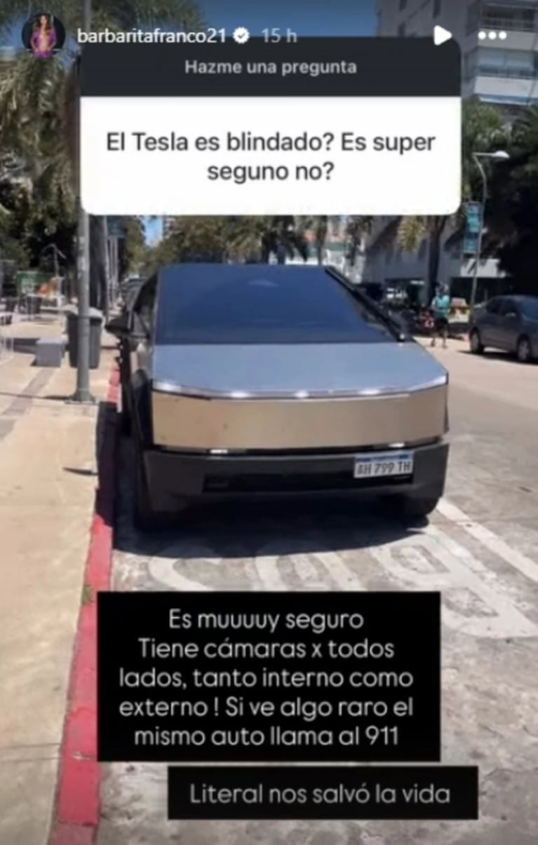 Barby Franco reveló cómo el sistema de seguridad de su auto le salvó la vida en un accidente con su hija. Crédito: Instagram